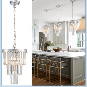 Modern Chrome Crystal Pendant Light,